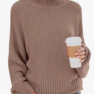 Zesica Cozy Women's Chunky Knit Sweater in Taupe
